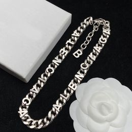 Fashion 18K Gold Plated letter Cuban chain Necklace Women Designer Stainless steel silver Necklaces Choker Pendant Pearl Wedding Jewellery Accessories