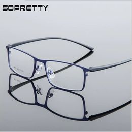 5417135 Business Mens Square Steel Plate Glasses Frame Metal Eyeglasses for Myopia Hyperopia Prescription Glass Frames F9872 240410