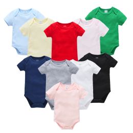 One-Pieces High Quality Baby Rompers Boys Clothing Muslin Blank Bodysuit Girls Pink Plain Colours Jumpsuit One piece Infant Products 024M