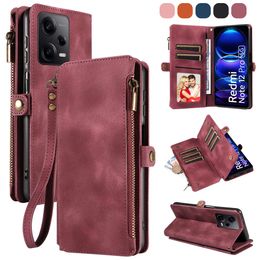 Zippered Leather Phone Case for Note13 Pro and Redmi 13C Xiaomi 13T Wallet Case