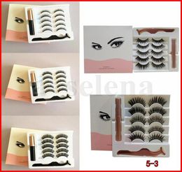 Magnetic Liquid Eyeliner False Eyelashes Tweezer Magnet Eye lashes Glue Make Up Tools 5 Pairs eyelash 3 in 1 set7856663