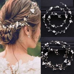 Wedding Hair Jewelry Silver Gold Color Pearl Flower Hair Vine Band Headband For Women Party Bridal Wedding Hair Accessories Jewelry Vine Band d240425