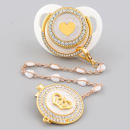 Accessories Gold Pacifier Beads Personalised Heartshaped Handmade Chain Clip BPA Free Silicone Infant Pacifier For Baby Shower Gift Chupete