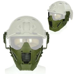 Safety Airsoft Outdoor Helmet Combat Protective Half Face Ear Protection Conquer Mask (Green)