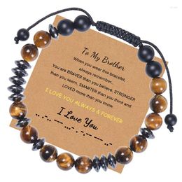 Link Bracelets Handmade Woven Morse Code Frosted Stone Adjustable Bracelet I Love You Creative Letter Natural Charm Family Gifts