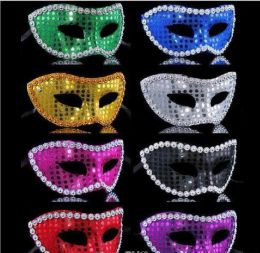 Women Venetian Lace Sequin Eye Mask Masquerade Fancy Dress Costume Hen Party Princess Wedding Masks Hallowmas 2024425