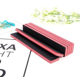 50PcsLot Rectangular Red Sponge Black Sandpaper Nail File Buffer Double Side Emery Board Tools for Nail Art4230202