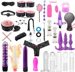 35 Pcsset Toys for Adults Sex Products bdsm Sex Bondage Set Handcuffs Dildo Vibrator Whip Erotic Adult Game Sex Toys for Women Y29617629