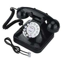 Accessories Vintage Retro Landline Phone for Home Office Old Fashioned Corded Telephone with Classic Bell Push Button Technology Black