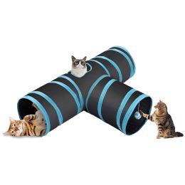 Toys 3 Ways Collapsible Cat Tunnel Tube Pet Donut Tunnel Bored Toy Peek Hole Toy Funny Product Supplies for Cats Kitty Kitten Rabbit