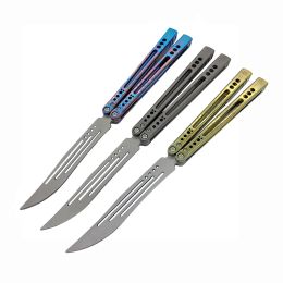 TheOne Strong Gale V4 Butterfly Trainer Knife Titanium Channel Handle D2 Blade Bushing System Free-swinging EDC Tool Jilt Knives