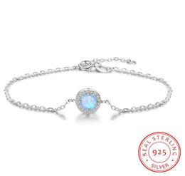 blue fire Opal Link Chain Wedding Jewellery 925 Sterling Silver Bracelets European Round Shape bracelet accessories Jewellery for wo3502796