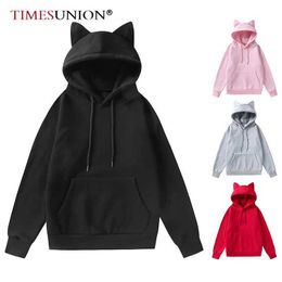 Men's Hoodies Sweatshirts Y2K Womens Long Sleeve Rabbit Hoodie Sweatshirt Pullover Tops Sweatshirts Cat With Ears Kawaii 2023 New 240424