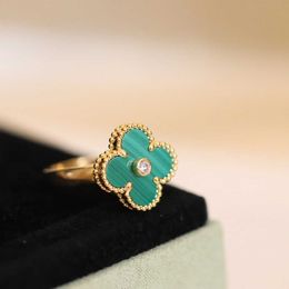 Unique ring for men and women Full clover thick layer electroplated 18k rose gold front side red chalcedony double with common vnain