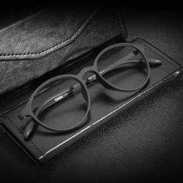 Lenses Handoer Men Ultralight Rubber Titanium Round Frame Reading Glasses Men Computer Presbyopic Eyeglasses