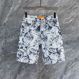 Мужчина роскошный дизайнер v v Mens Shorts Джинсы Мужчины разорванные джинсовые шорты L Джинсовые брюки v Slim Mens Denim Street White Hip Hop Shorts Jeans