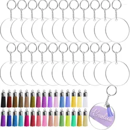 Keychains 40Pcs Acrylic Ornaments Keychain DIY Set Including Clear Circle Discs With Hole Key Chain Ring And Tassel