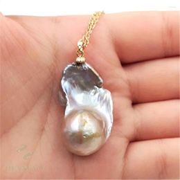 Pendants 18x34mm Natural Multi-color Baroque Pearl Necklace 18 Inches Flawless Hang Classic Wedding Gift Jewelry Cultured Chain