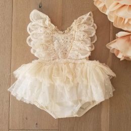 One-Pieces Newborn Baby Girl Princess Clothes Flower Lace Romper Jumpsuit Tutu Outfit OnePieces Baby Girls Summer Clothing 024 Months