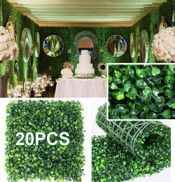 Faux Floral Greenery 61020Pcs Artificial Plants Grass Wall Background Flowers Wedding Boxus Hedge Panels For Indoor Outdoor Home G5109262