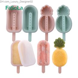 Ice Cream Tools FaSoLa reusable silicone popsicle Mould ice cream Mould with stick and lid chocolate Mould ice cube tray home DIY freezer Q240425