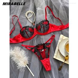 Bras Sets MIRABELLE Fancy Lingerie Floral Lace Bra Set 2 Piece Luxury Underwear Sexy Erotic Fairy Fine Outfit Exotic