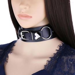 Choker Punk Leather Necklace Women Men Sexy Heart-shaped Black Gothic Chokers Hip Hop Bondage Collar Party Gift Accessories