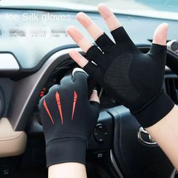 Cycling Gloves Resistant Thin Opened Fingertip Semi-finger Breathable Two Finger Anti-UV Summer Ice Silk Sunscreen