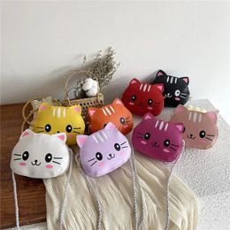 Fashion Princess Childrens Mini Handbags Baby Girls PU Leather Small Shoulder Crossbody Bags Cute Cat Kids Coin Purse Wallet 240423