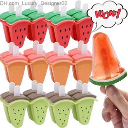 Ice Cream Tools 4 pieces/set of watermelon shaped ice cream Moulds with handle DIY popsicle Moulds used for making juice milk kitchen and ice tray tools Q240425