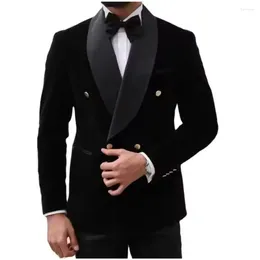 Men's Suits Black Velvet Men 2 Piece Luxury Blazer Solid Color Pants Formal Wedding Outfits Elegant Groom Terno Tuxedo Male Clothing