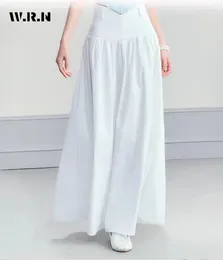 Skirts 2024 Summer Vintage Casual Style Solid Color Soft Mid Long Women High Waist Loose Elastic A-Line Thin Skirt