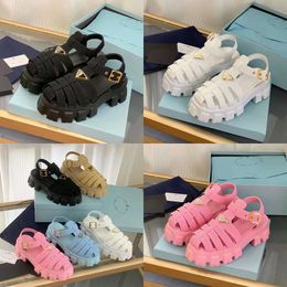 Sandals Crochet Designer Slides Slippers Summer New Breathable Thick Soled Shoes Woman High Quality Straw Beach Sandal Slipper Slide Weave Original Quality