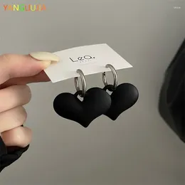 Stud Earrings Black Heart-shaped Pendant South Korea's Temperament Personality Fashion Elegant Ms Travel Wedding Accessories