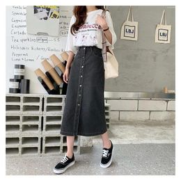 Skirts Spring And Summer 2024 Single Breasted Denim Skirt For Women Slim High Waist Split