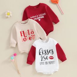 One-Pieces 20231026 Lioraitiin 018M Infant Boy Girl Valentine s Day Outfits Long Sleeve Romper Letter Print Bodysuit Red Heart