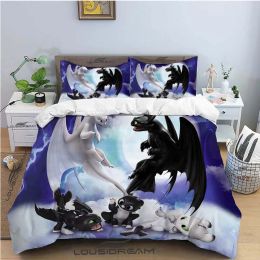 sets Cartoon Dragon Bedding Set Cute Lovely Duvet Cover with Pillowcase Single Double King Comforter Bed Cover Home Textile