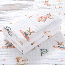 sets 6 Layer Cotton Baby Bath Towel Muslin Swaddle Blanket for New Born Plaid Bedding Soft Bed Cover New Born Diapers Baby Item