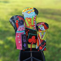 Embroidered Golf Club Head Covers For Hybrid Driver Fairway Wood , Golf Club Putter Covers, Stylish Pattern and Waterproof