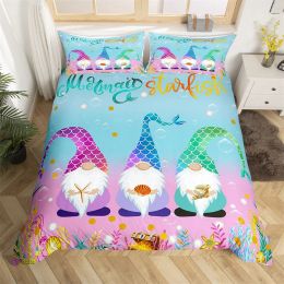 sets Christmas Duvet Cover Single Queen Santa Claus Bedding Set Microfiber Mermaid Tail Comforter Cover Christmas Gnome Quilt Cover