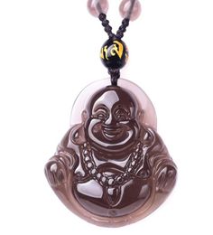 Natural Ice Obsidian Big Belly Buddha Pendant Black Maitreya Buddha Necklace Female3087285