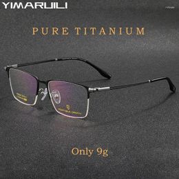 Sunglasses Frames YIMARUILI Business Ultra Light Fashion Pure Titanium Eyewear Retro Square Luxury Optical Prescription Men's Half Frame