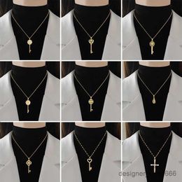 Pendant Necklaces Stainless Steel Necklaces Sweet Heart Key Star Crown Crystal Zircon Pendants Choker Chain Necklace For Women Jewelry Gifts