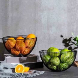 Baskets Metal Wire Fruit Vegetable Snack Tray Bowl Basket Kitchen Storage Rack Holder