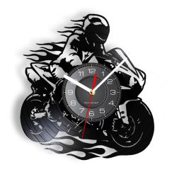 Clocks Professional Motorcyclist Vinyl Record Wall Clock Extreme Freestyle Motorcycle Home Decor Room Dirt Bike Risky Rider Watch Gifts