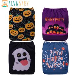 Diaper Halloween Printed Cloth Diaper U Pick ALVABABY Pocket Cloth Diaper Reusable Cloth Nappy with 1pc Microfiber Insert