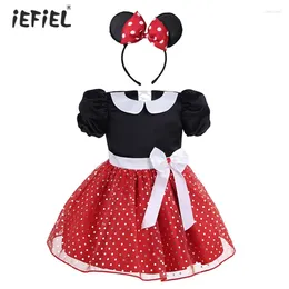 Girl Dresses Infant Baby Girls Short Sleeves Polka Dots Ballet Dress Halloween Costume Cosplay Party Princess With Hair Hoop