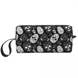 Storage Bags Sugar Skulls Black And White Makeup Bag Women Travel Cosmetic Organizer Kawaii Day Of The Dead Gothic Toiletry