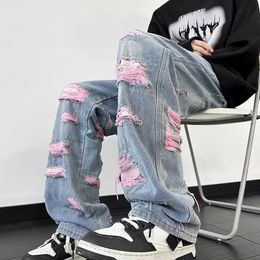 Luxury Mens Jeans Man Pants for Korean Clothes Vintage Clothing Streetwear Trousers Work Wear Hip Hop Baggy 240417