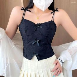 Camisoles & Tanks Women Elegant Bow Camis With Bra Pad Y2k Crop Tops Knitted Chain Shoulder Strap Camisole Summer For 2024 S9y4